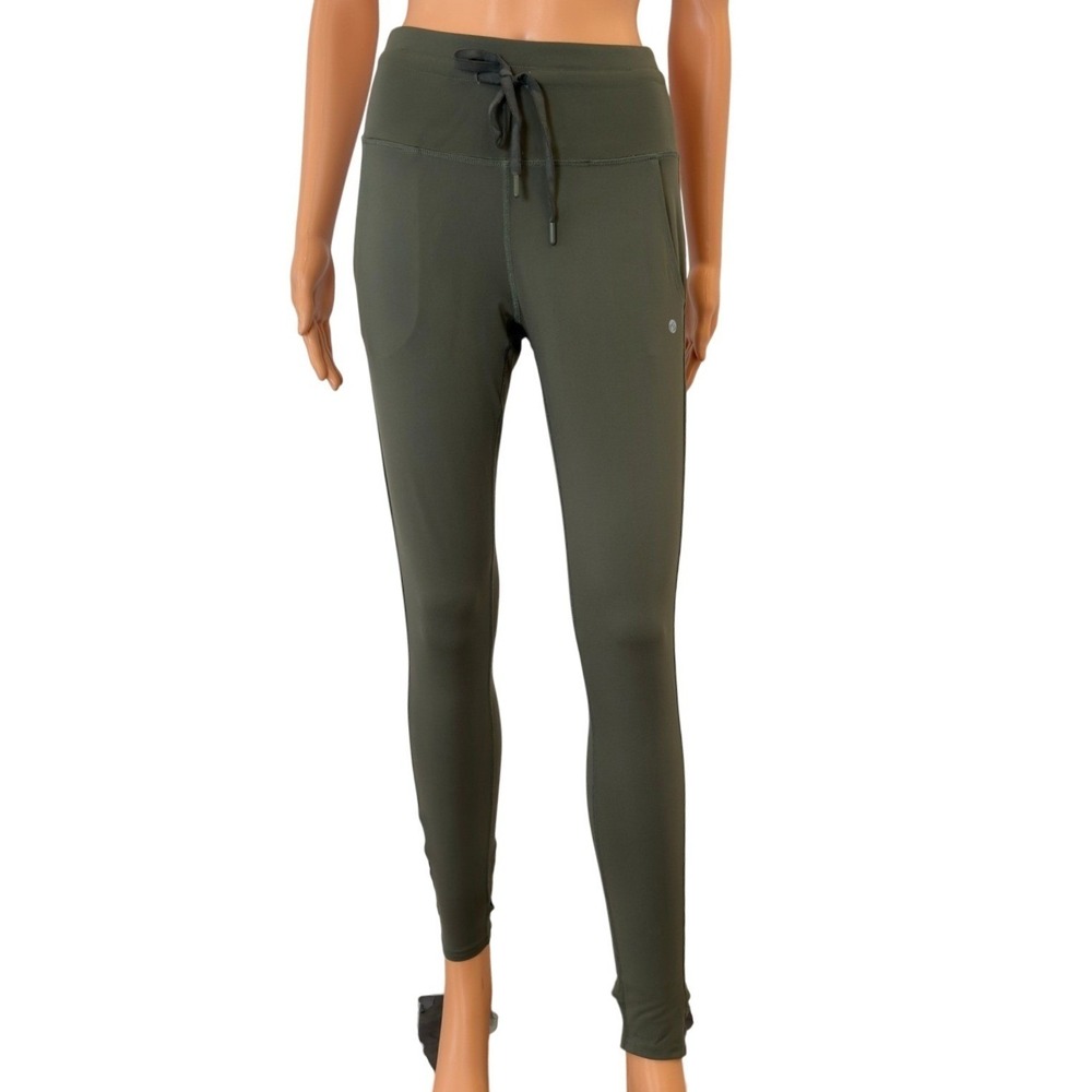Apana Womens Small Olive Green Drawstring Activewear Leggings with Pockets S